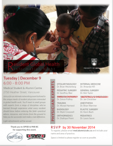 Resident & Physician Global Health Night, December 9, 2014